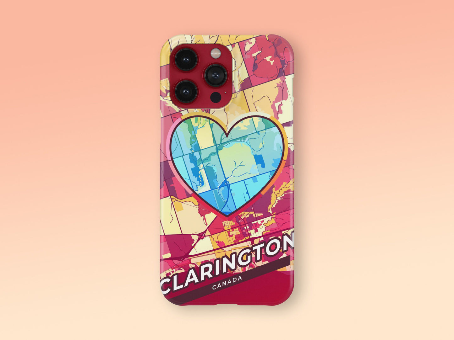 Clarington Canada slim phone case with colorful icon. Birthday, wedding or housewarming gift. Couple match cases. 2