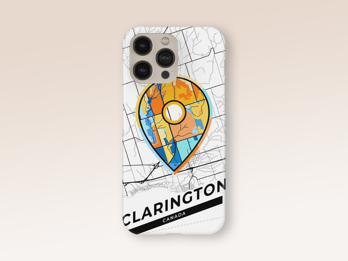 Clarington Canada slim phone case with colorful icon. Birthday, wedding or housewarming gift. Couple match cases. 1