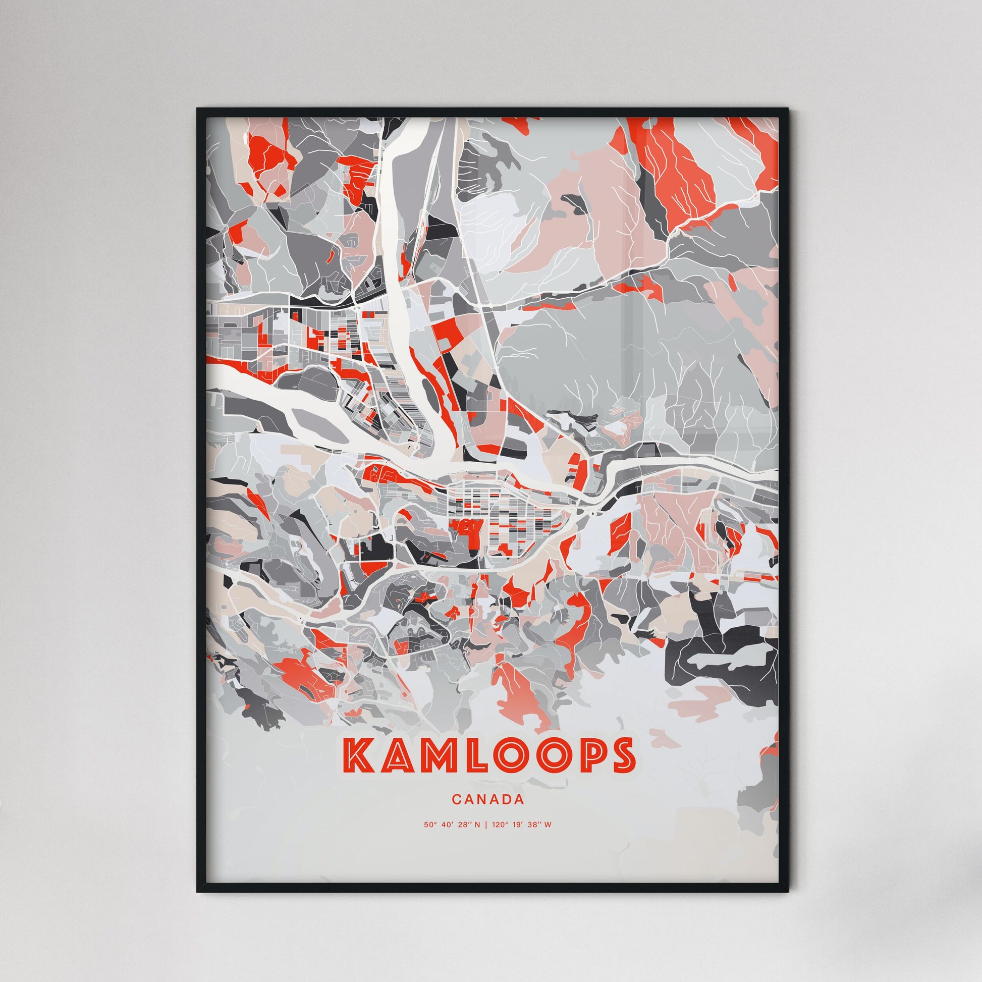 Colorful KAMLOOPS CANADA Fine Art Map Modern