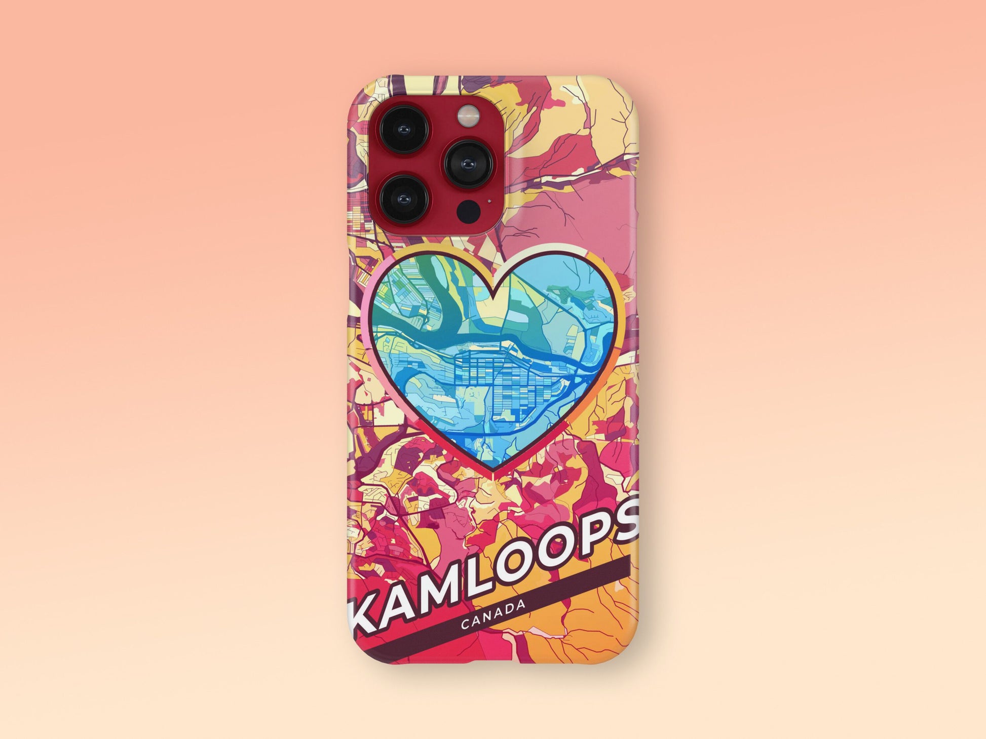 Kamloops Canada slim phone case with colorful icon. Birthday, wedding or housewarming gift. Couple match cases. 2