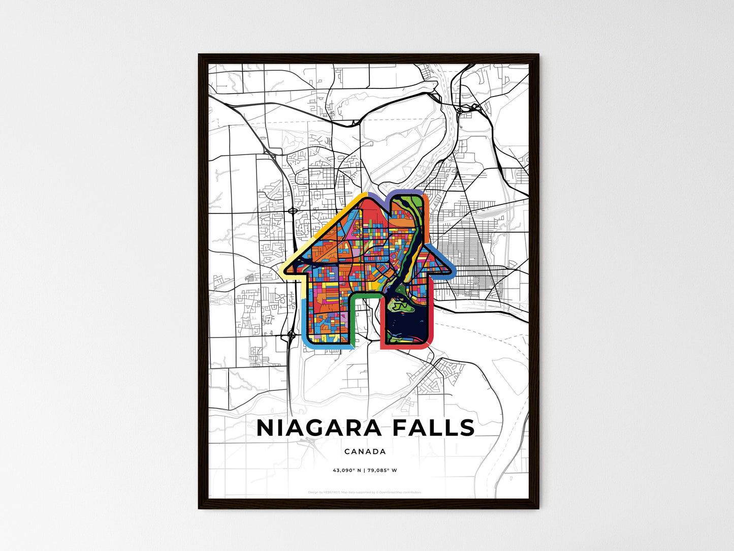 Niagara Falls Canada wedding art map with home icon
