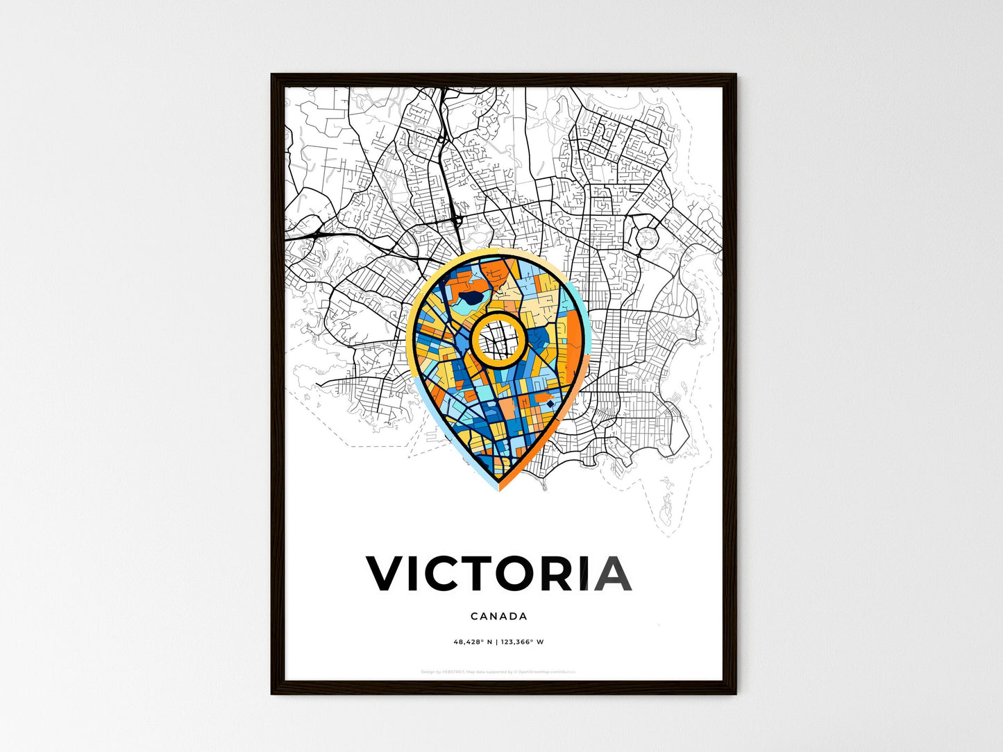Victoria Canada wedding art map with pointer icon