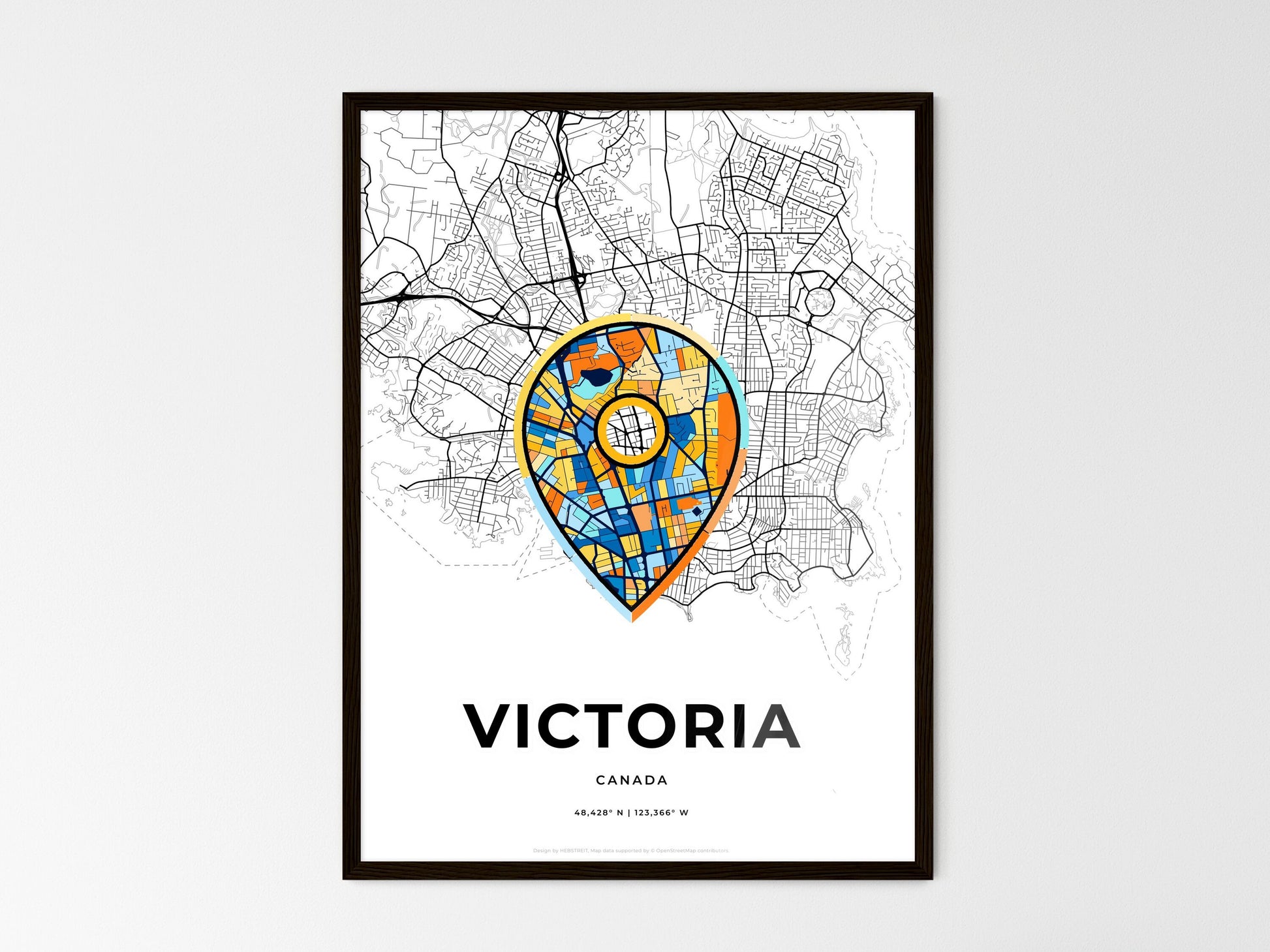 Victoria Canada wedding art map with pointer icon