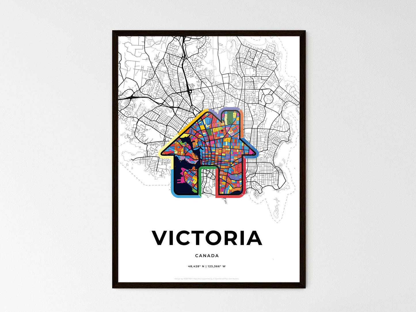 Victoria Canada wedding art map with home icon