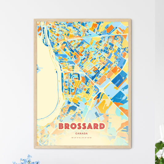 Colorful Brossard Canada Fine Art Map Blue Orange