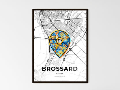 BROSSARD CANADA minimal art map with a colorful icon. Where it all began, Couple map gift. Style 1