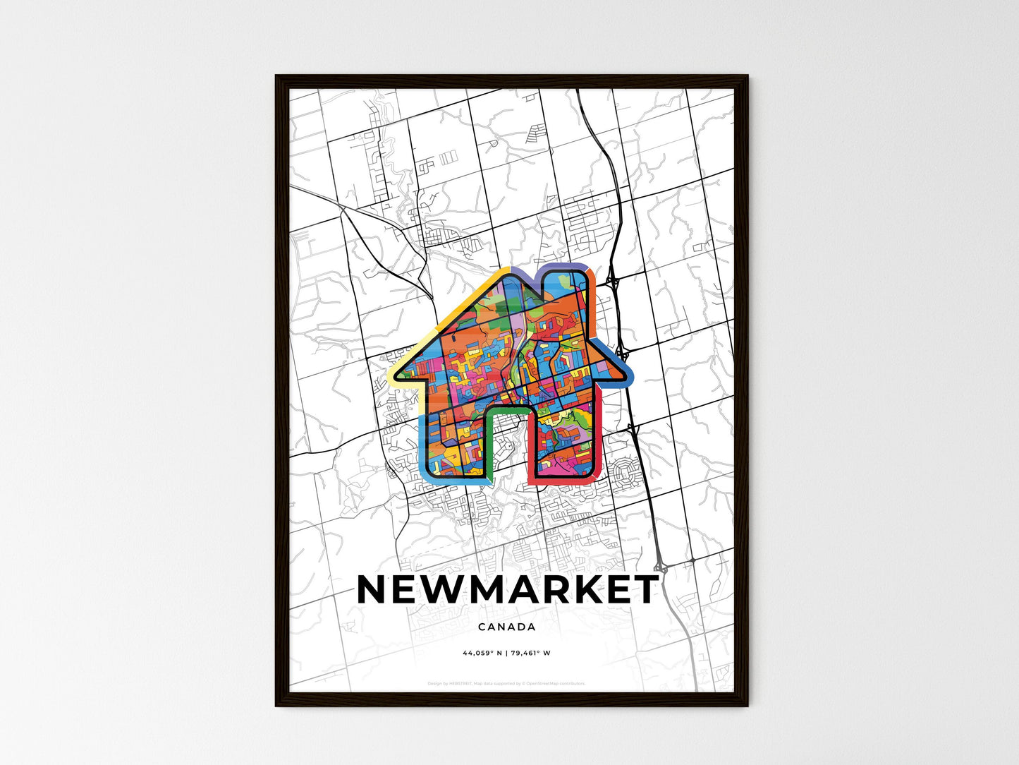 Newmarket Canada wedding art map with home icon