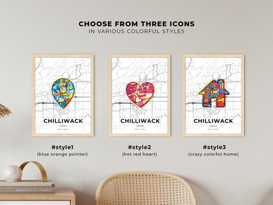 Chilliwack Canada maps with colorful icons