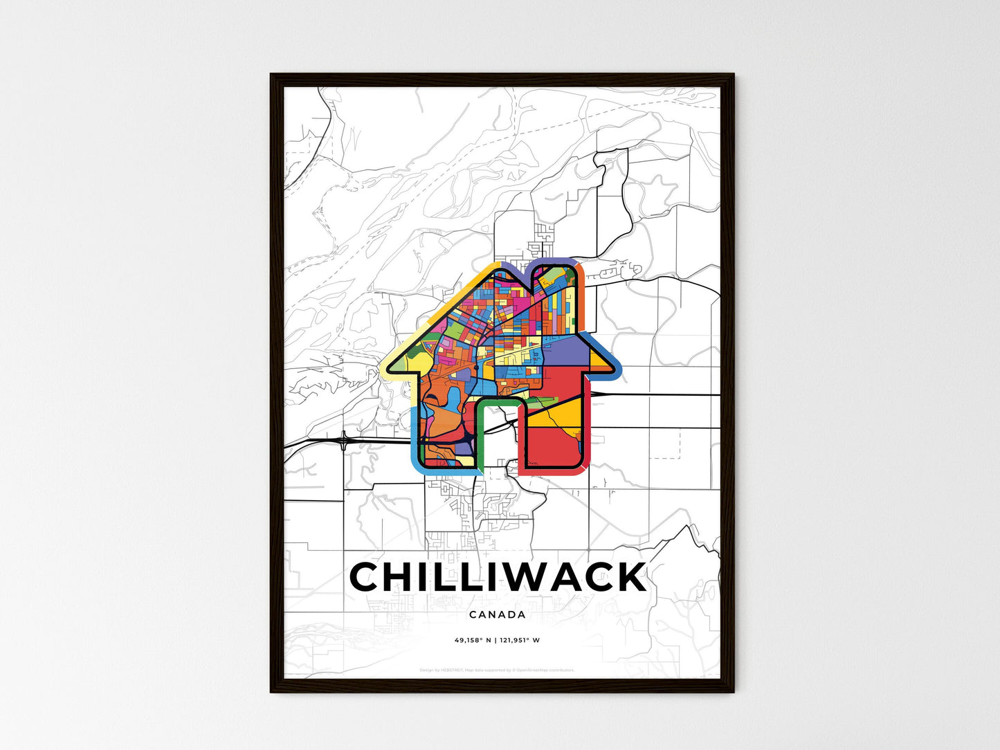 Chilliwack Canada wedding art map with home icon