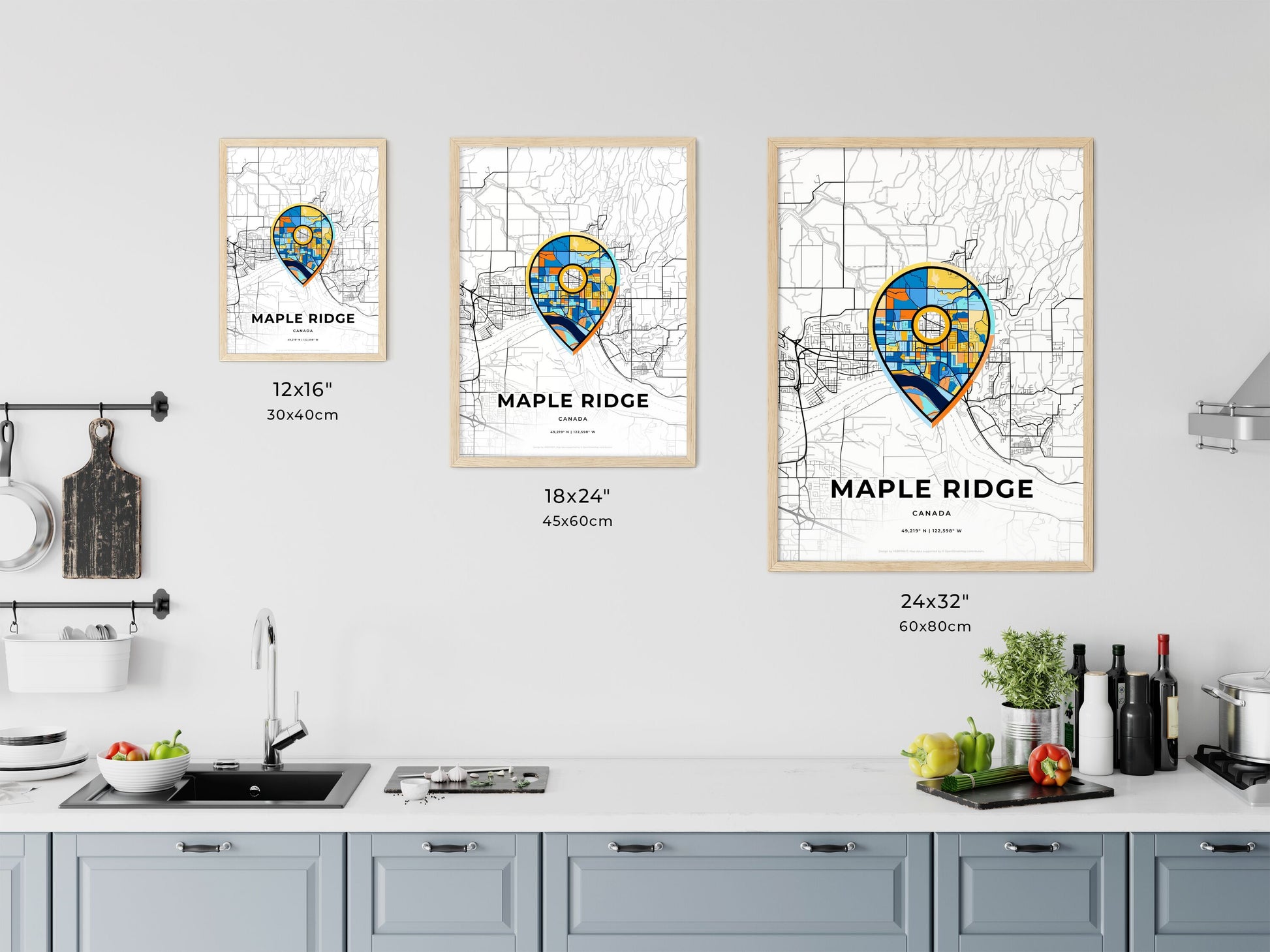 Maple Ridge Canada art map size chart