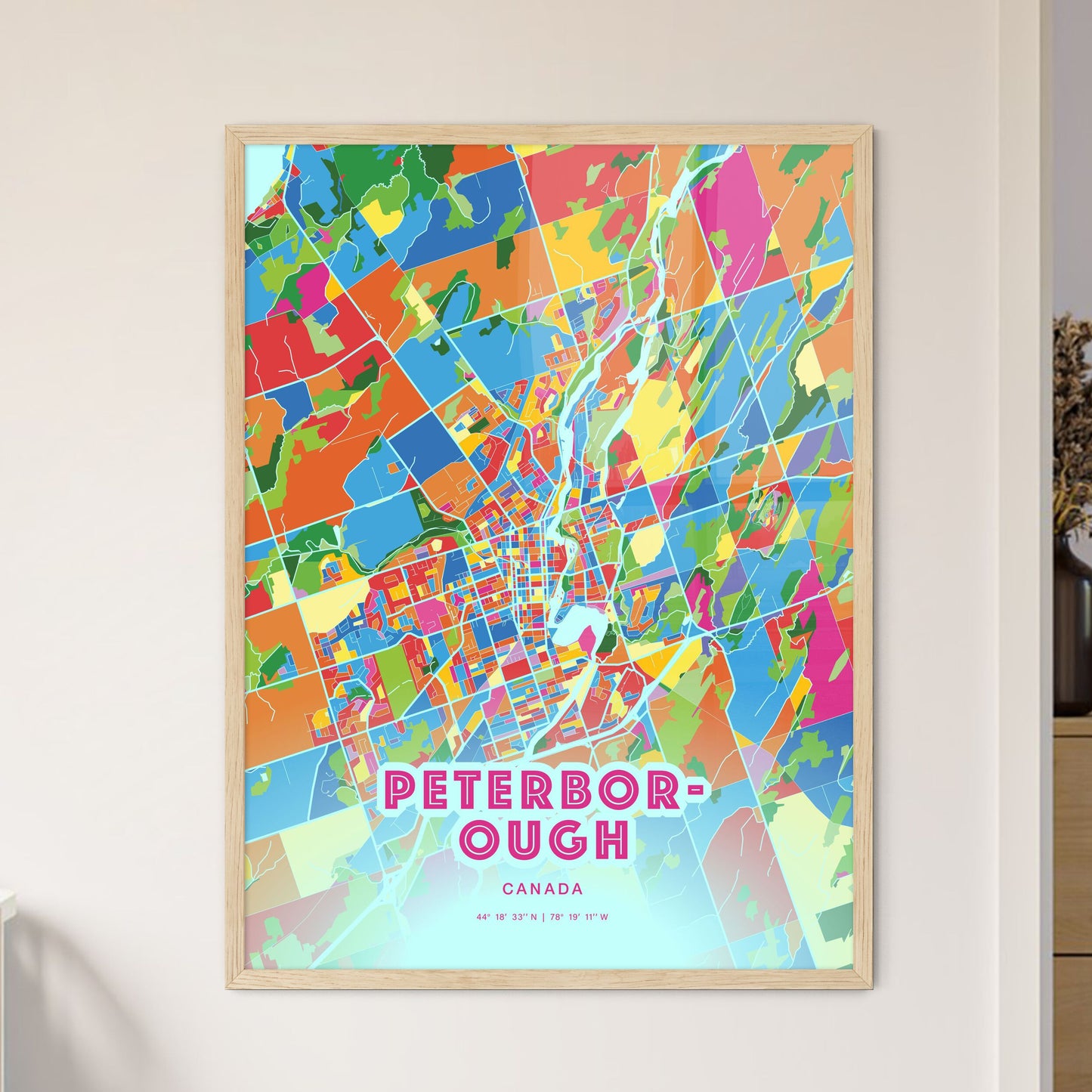 Colorful PETERBOROUGH CANADA Fine Art Map Crazy Colors