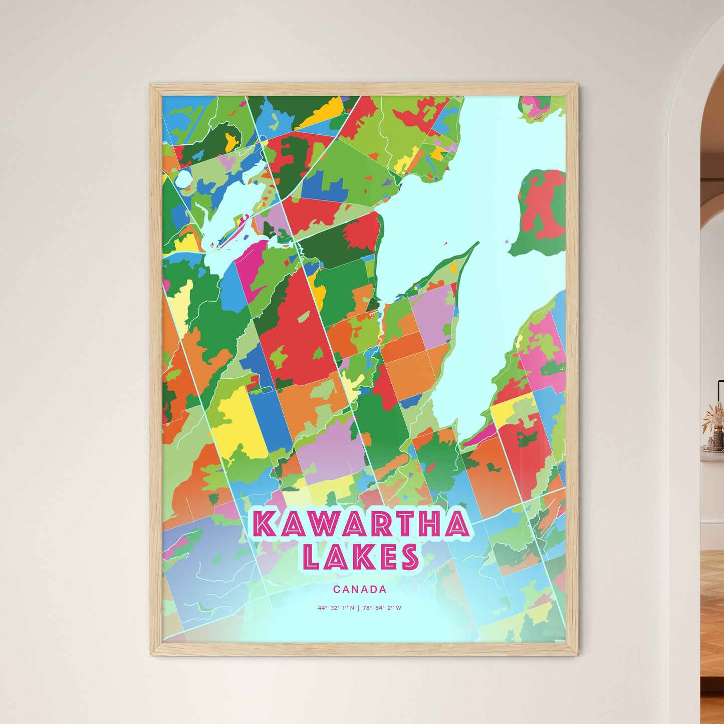 Colorful KAWARTHA LAKES CANADA Fine Art Map Crazy Colors