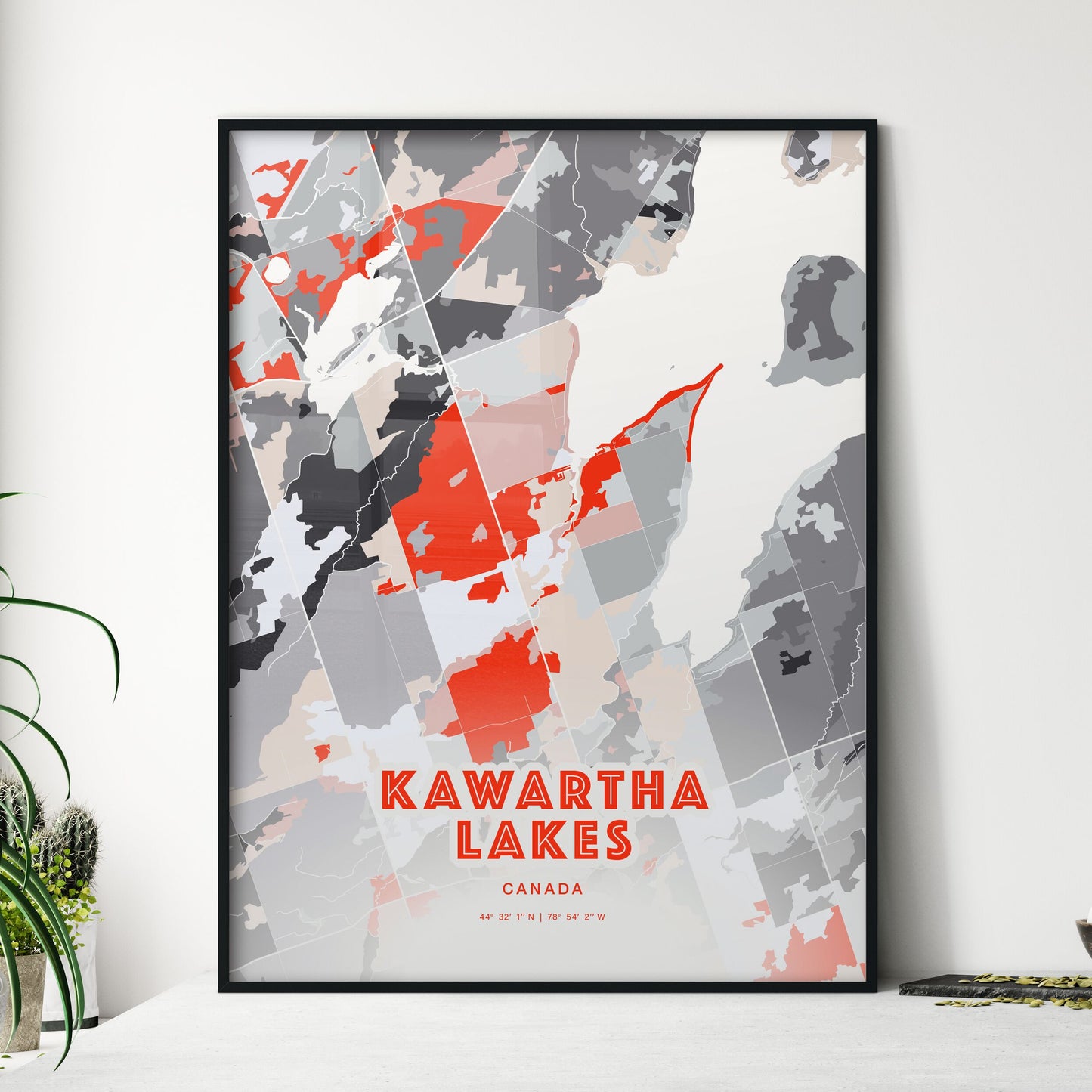 Colorful KAWARTHA LAKES CANADA Fine Art Map Modern