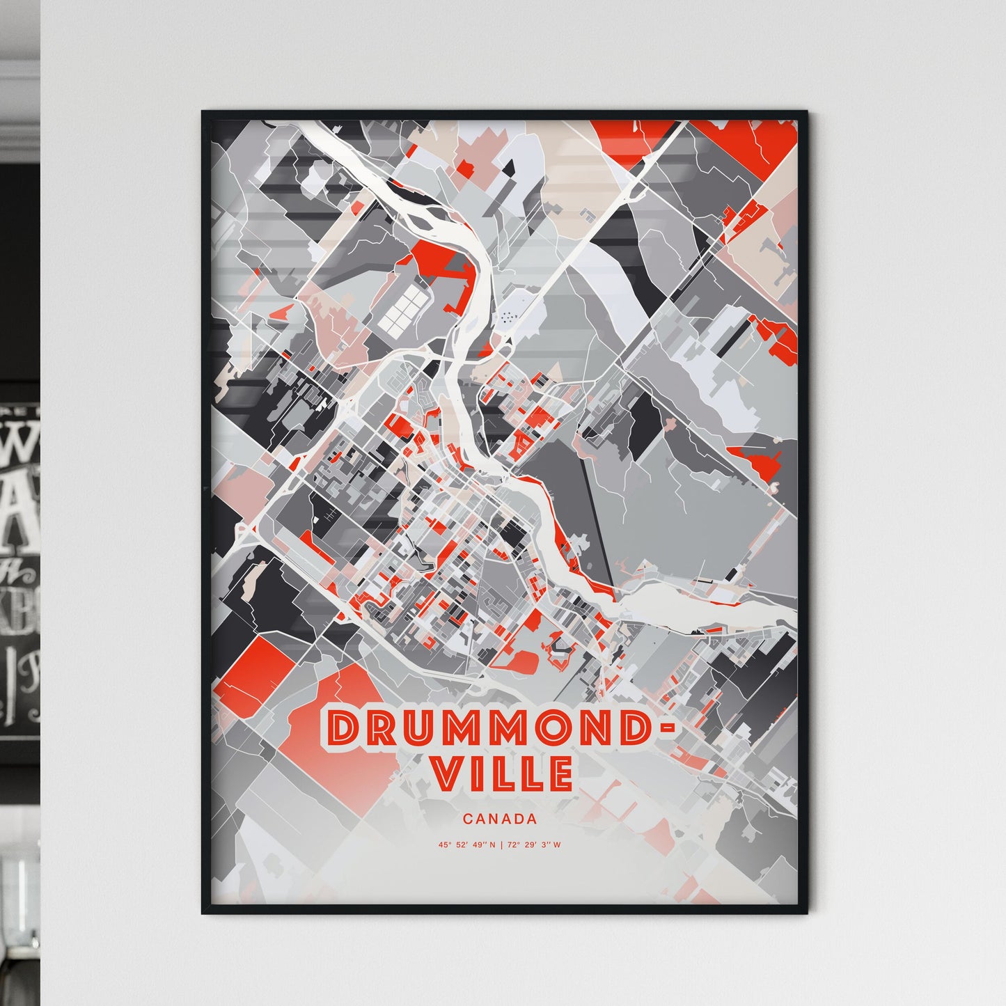 Colorful DRUMMONDVILLE CANADA Fine Art Map Modern