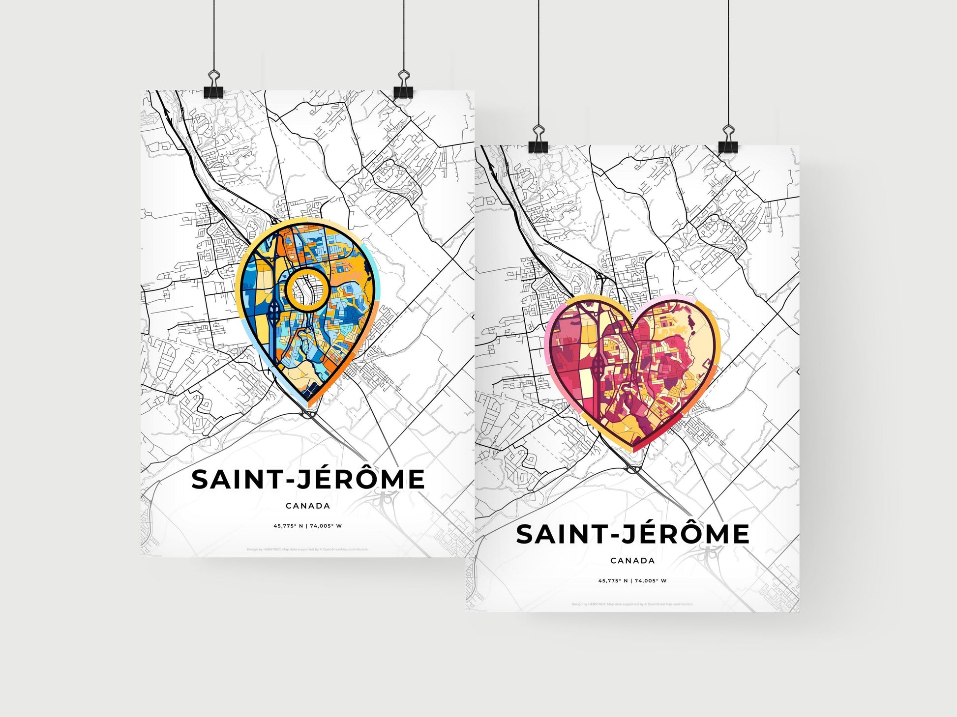 SAINT-JÉRÔME CANADA minimal art map with a colorful icon.