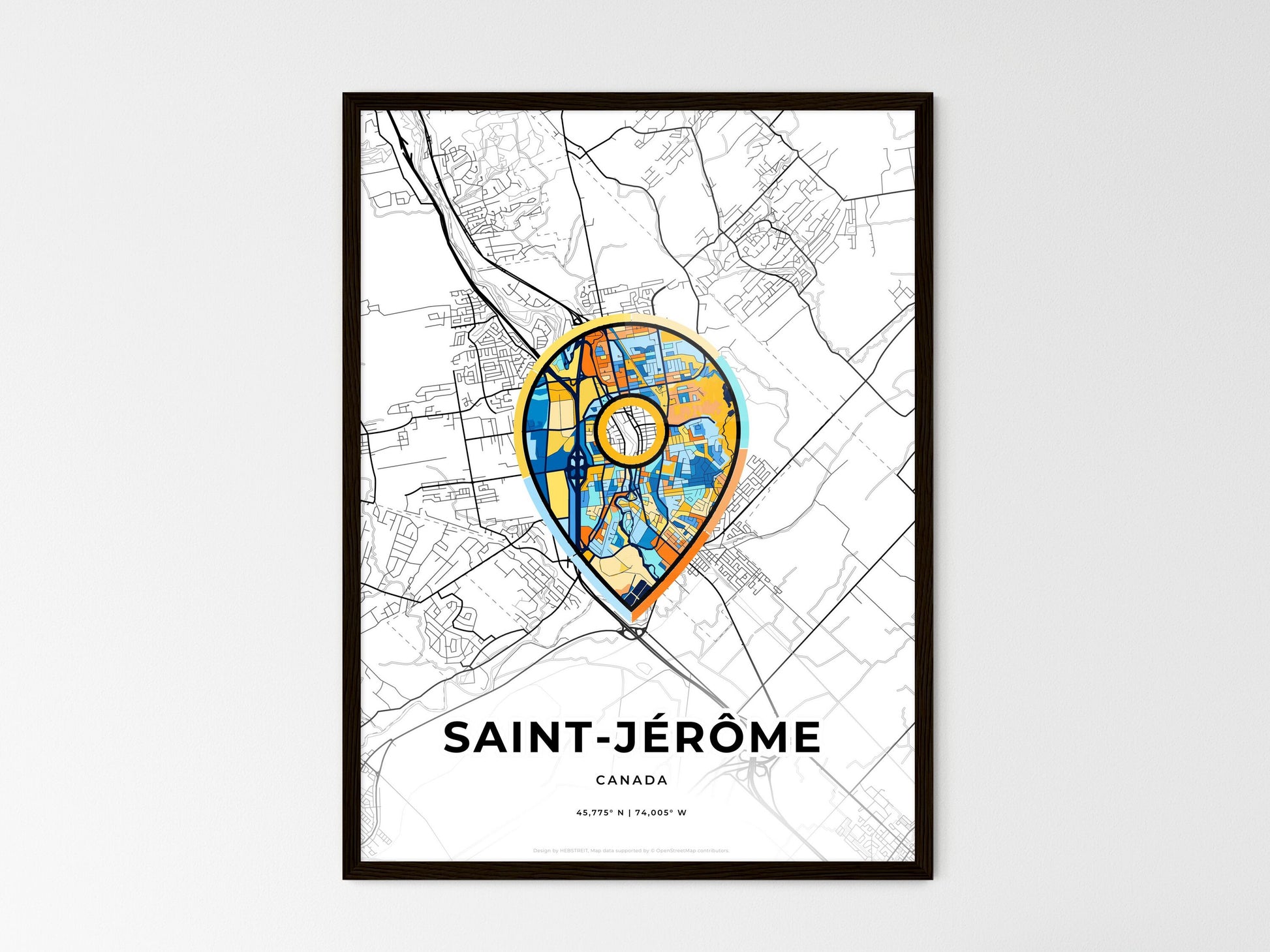 SAINT-JÉRÔME CANADA minimal art map with a colorful icon. Style 1