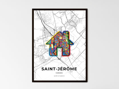 SAINT-JÉRÔME CANADA minimal art map with a colorful icon. Style 3