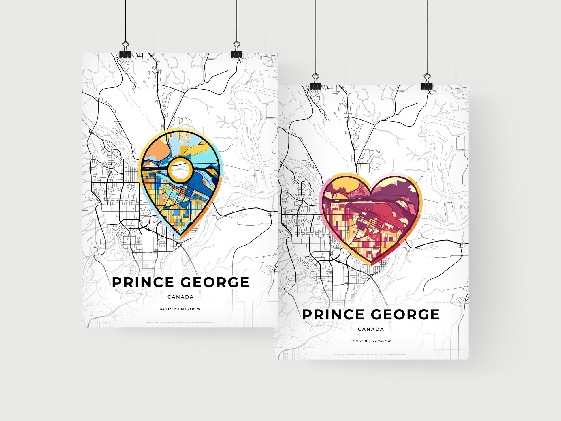 PRINCE GEORGE CANADA minimal art map with a colorful icon.