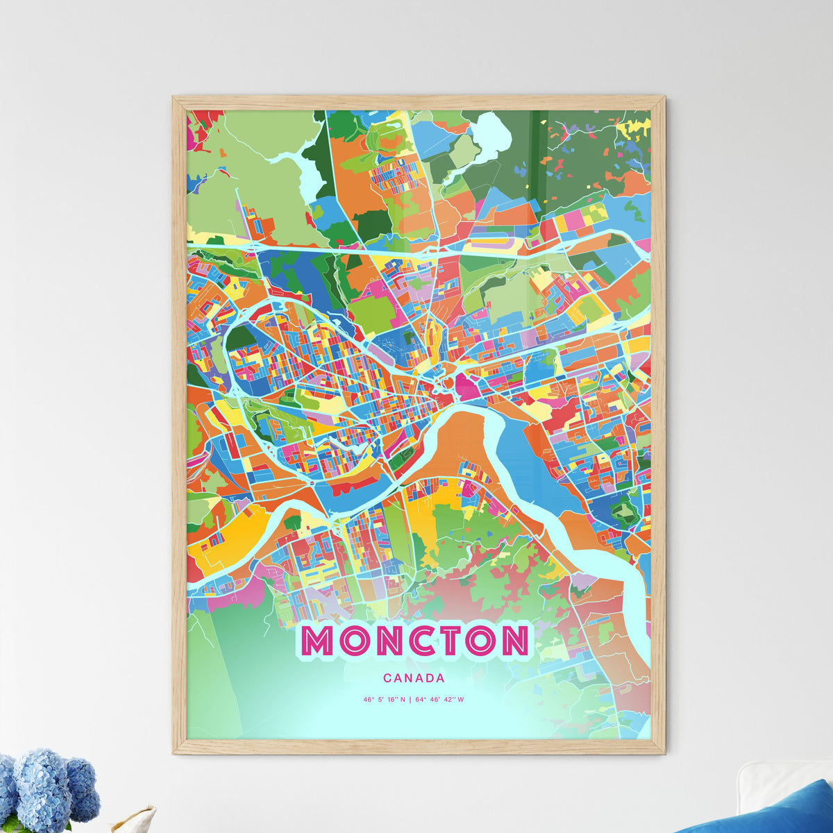 Colorful MONCTON CANADA Fine Art Map Crazy Colors