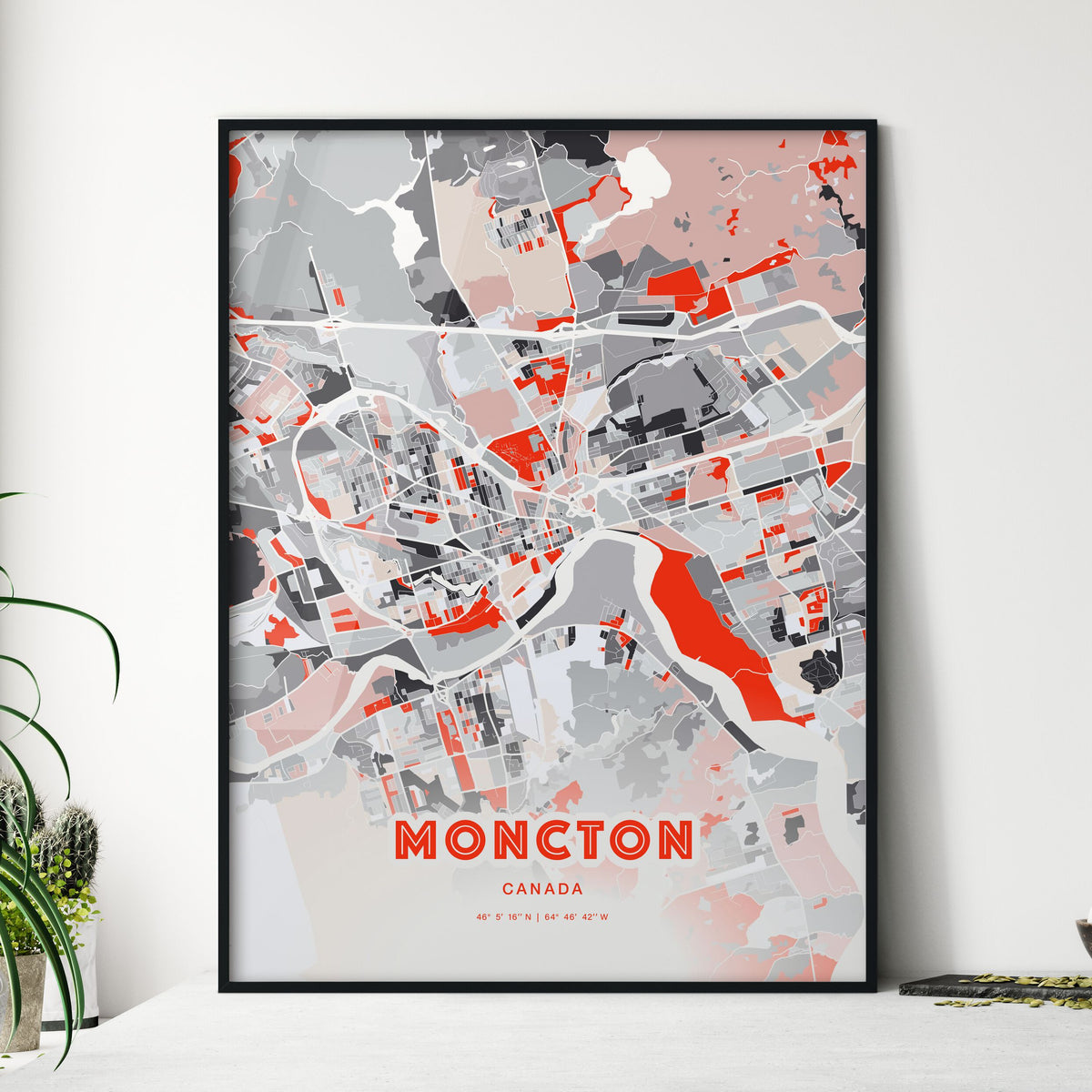 Colorful MONCTON CANADA Fine Art Map Modern