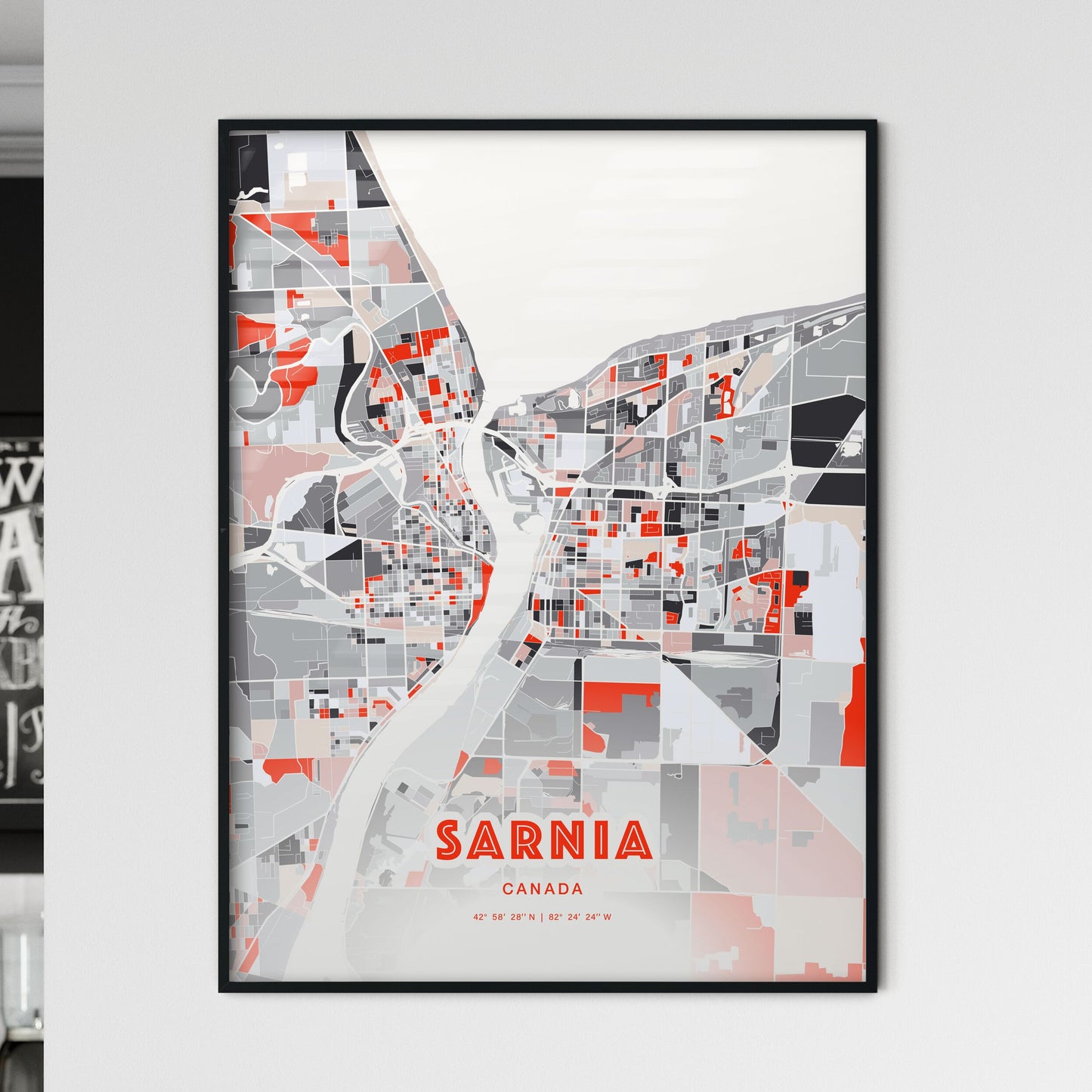 Colorful SARNIA CANADA Fine Art Map Modern