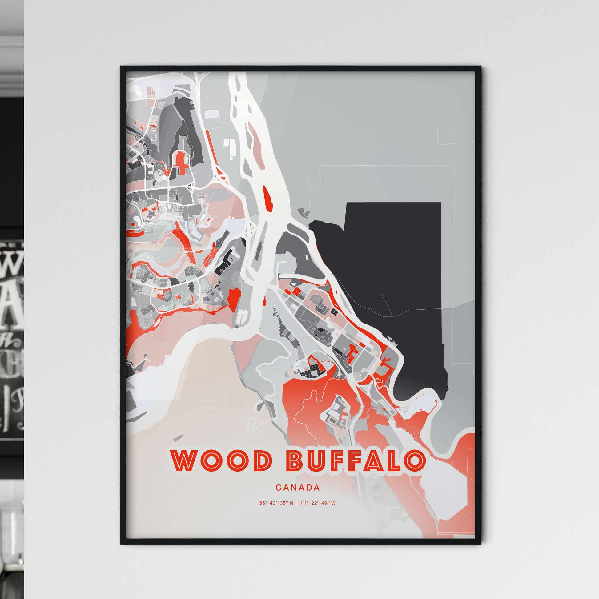 Colorful WOOD BUFFALO CANADA Fine Art Map Modern