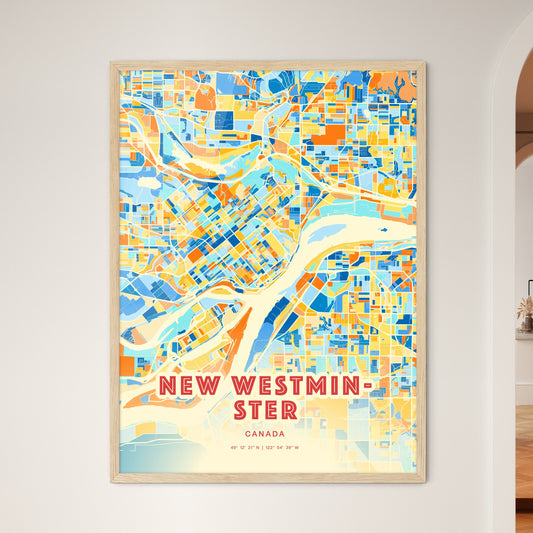 Colorful NEW WESTMINSTER CANADA Fine Art Map Blue Orange