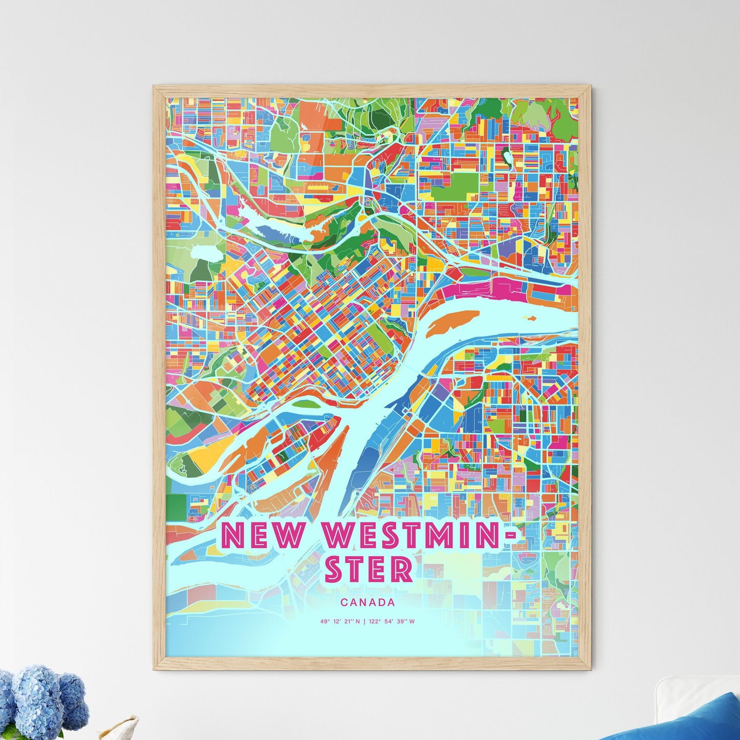 Colorful NEW WESTMINSTER CANADA Fine Art Map Crazy Colors
