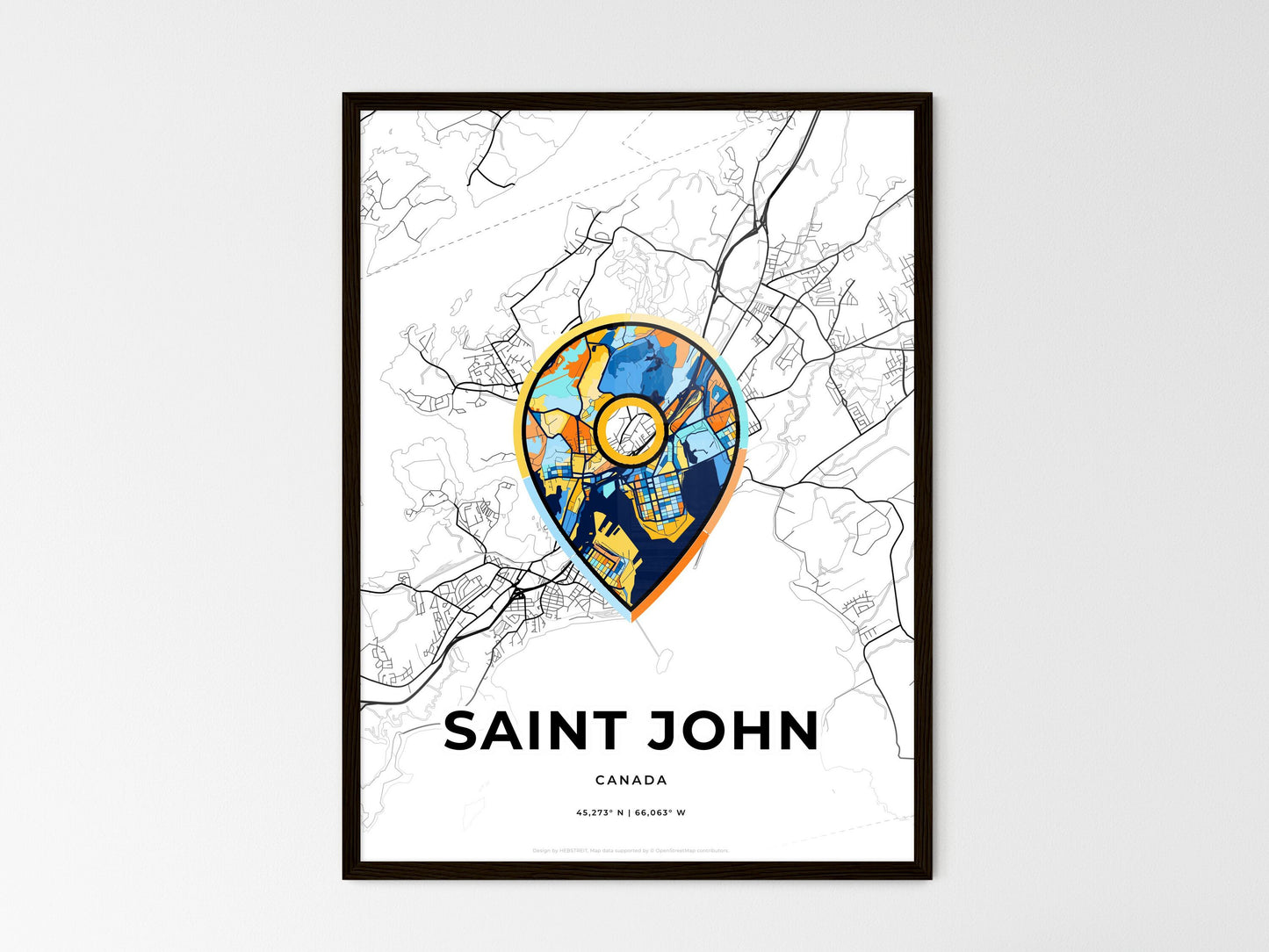 Saint John Canada wedding art map with pointer icon