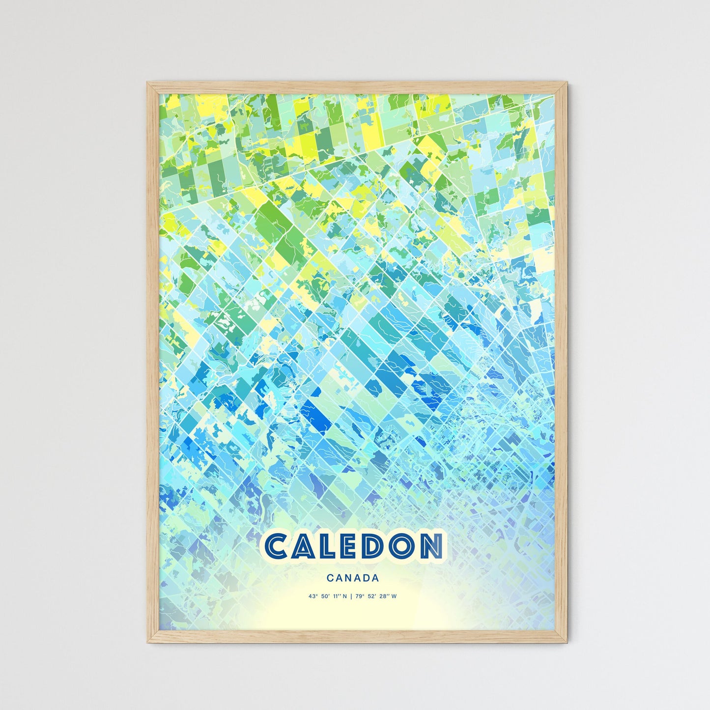 Colorful CALEDON CANADA Fine Art Map Cool Blue