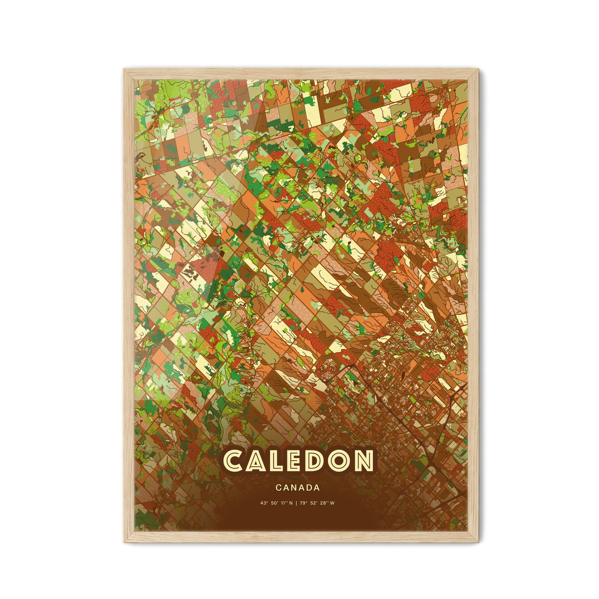 Colorful CALEDON CANADA Fine Art Map Farmhouse