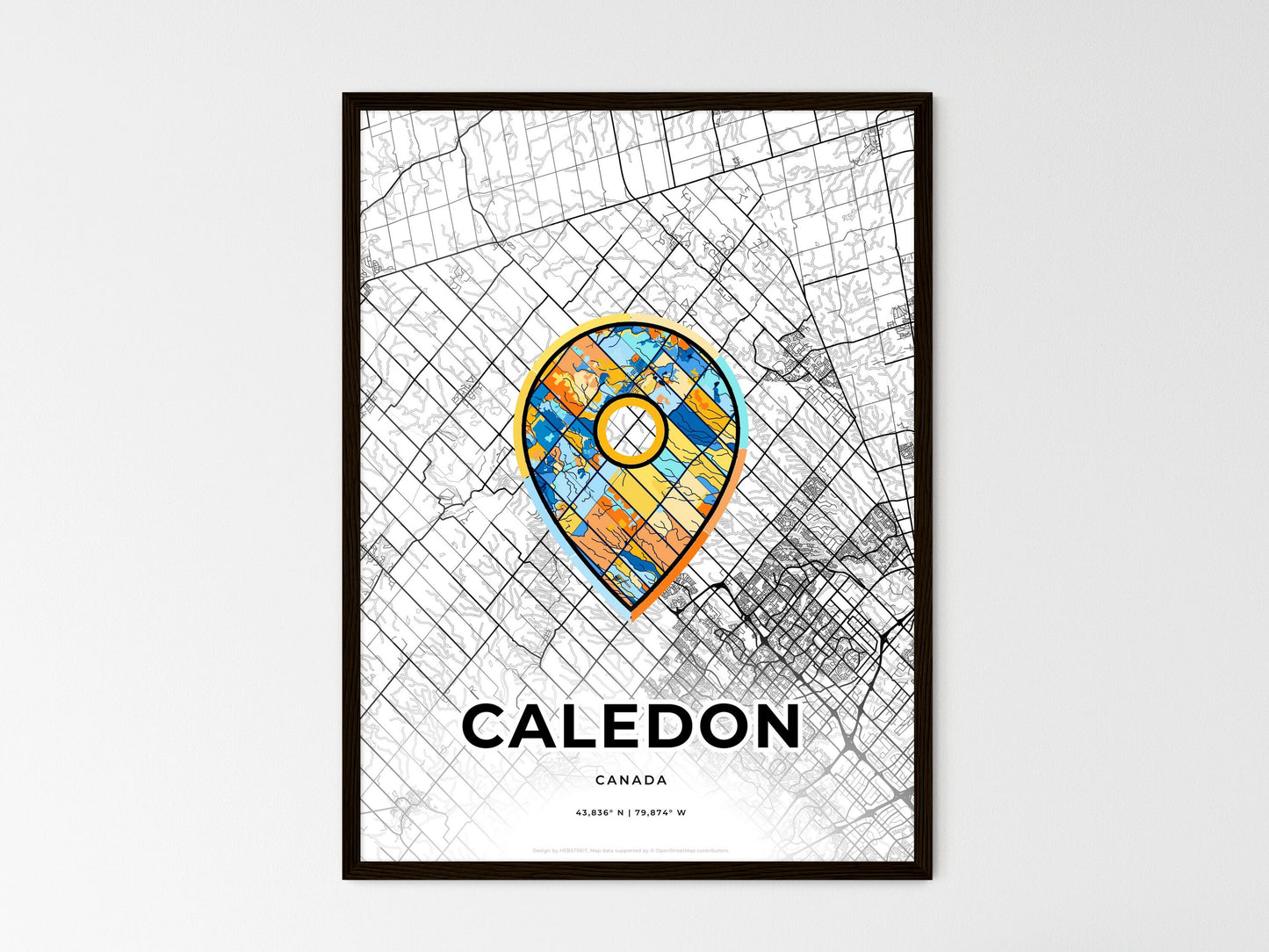 Caledon Canada wedding art map with pointer icon