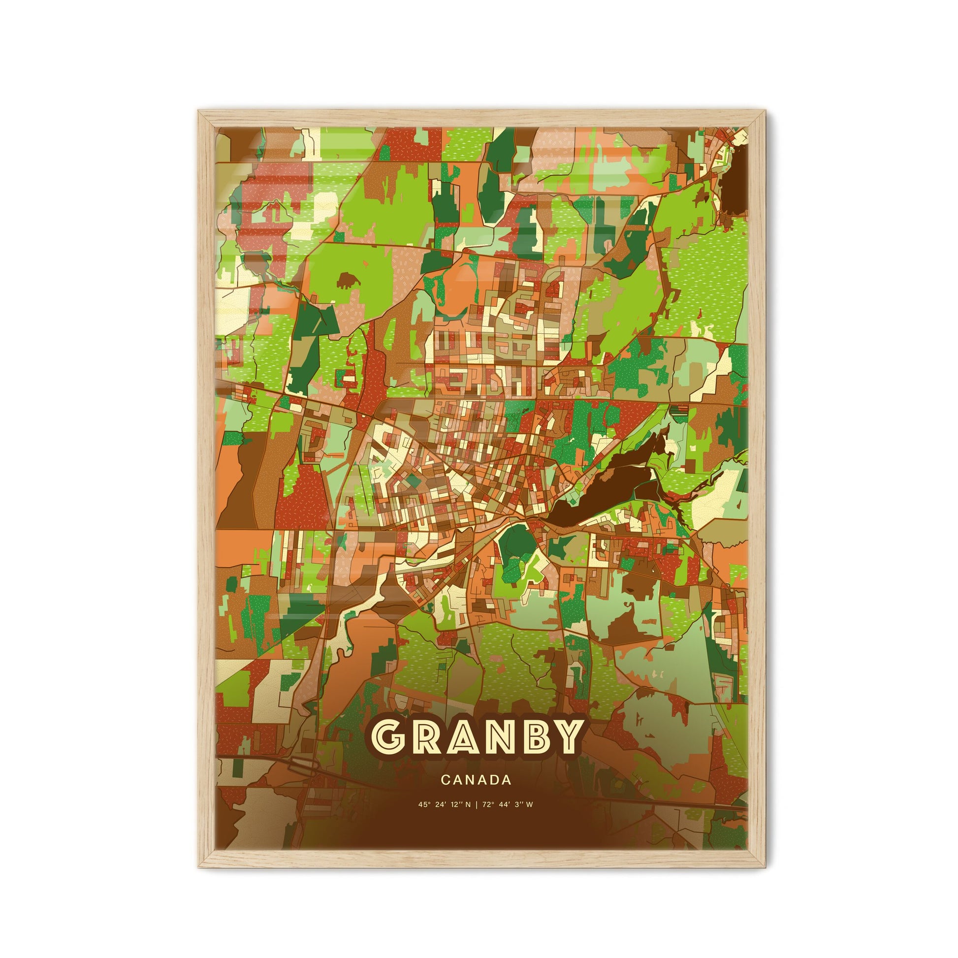 Colorful GRANBY CANADA Fine Art Map Farmhouse