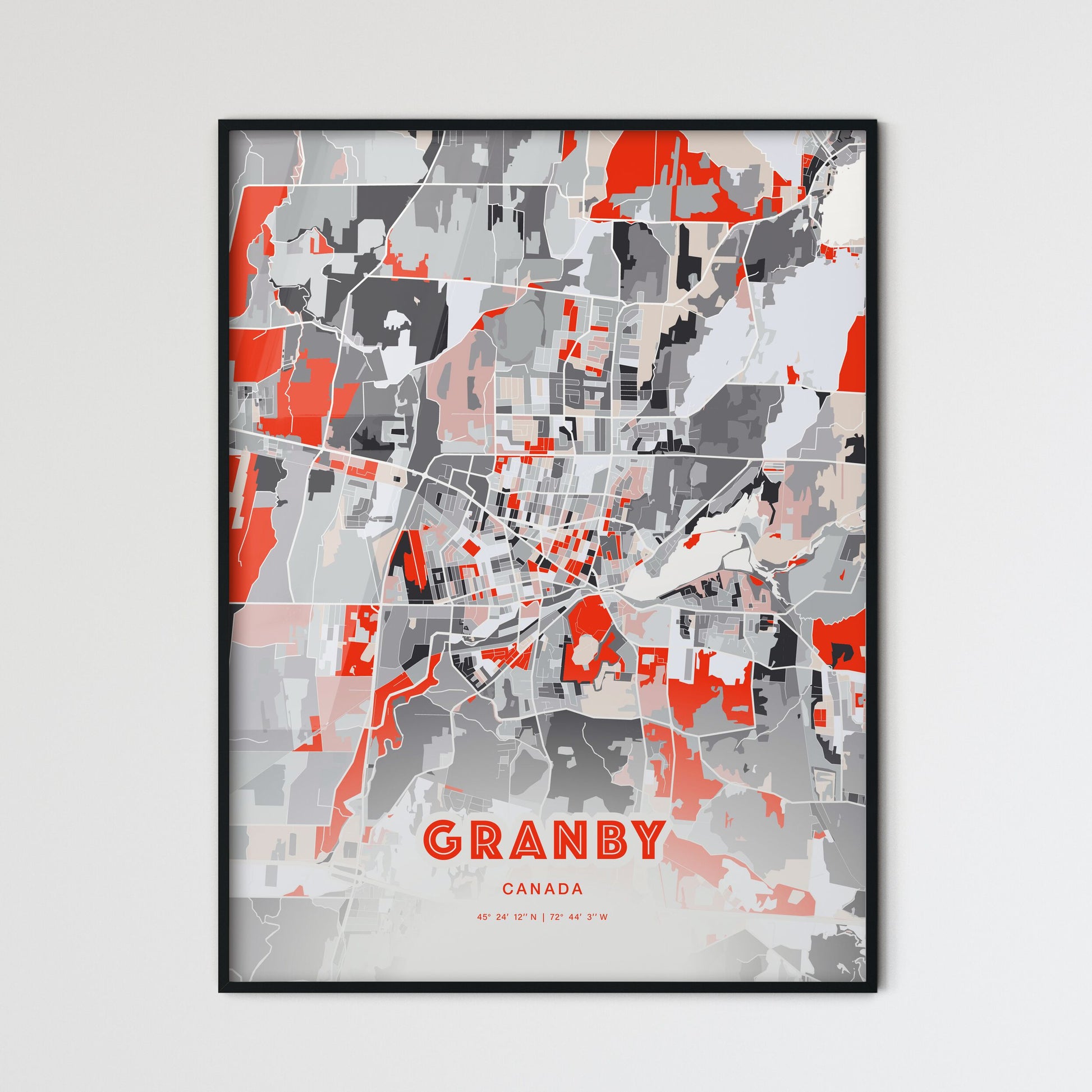 Colorful GRANBY CANADA Fine Art Map Modern