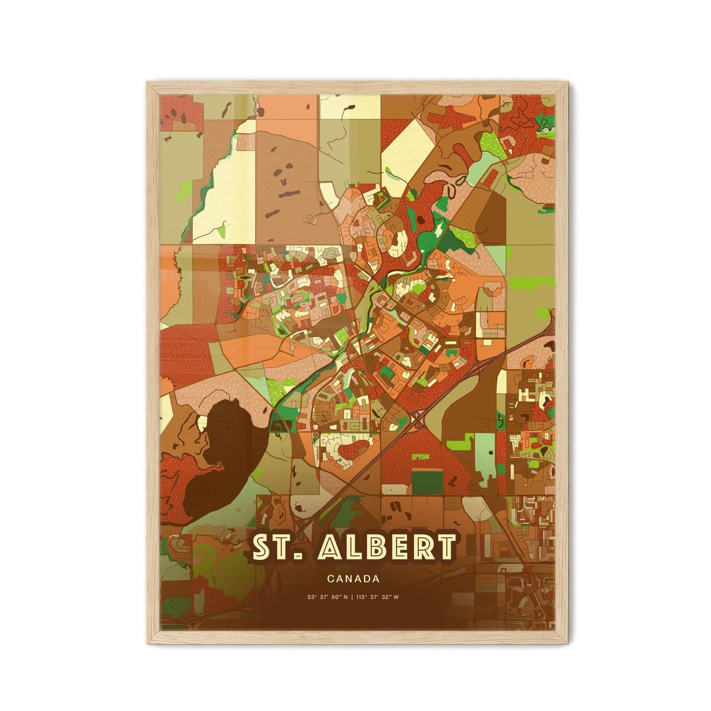 Colorful ST. ALBERT CANADA Fine Art Map Farmhouse