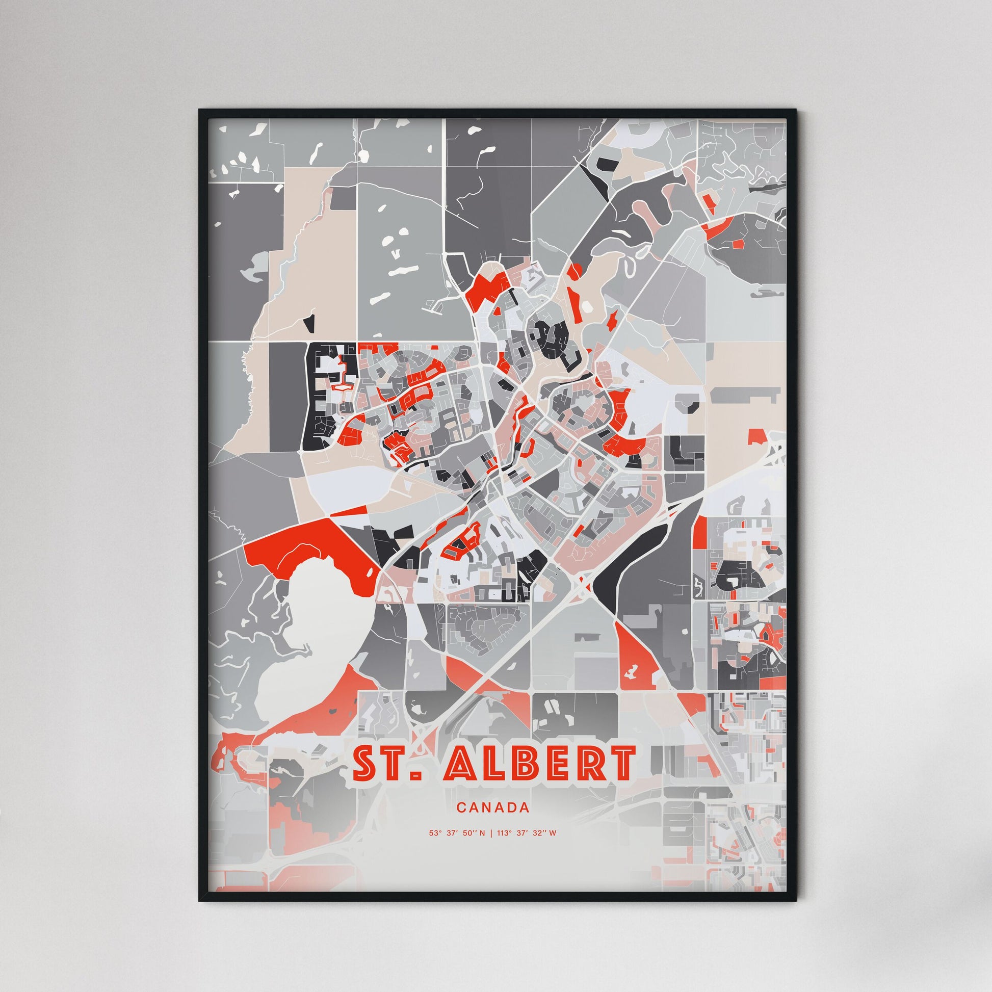 Colorful ST. ALBERT CANADA Fine Art Map Modern