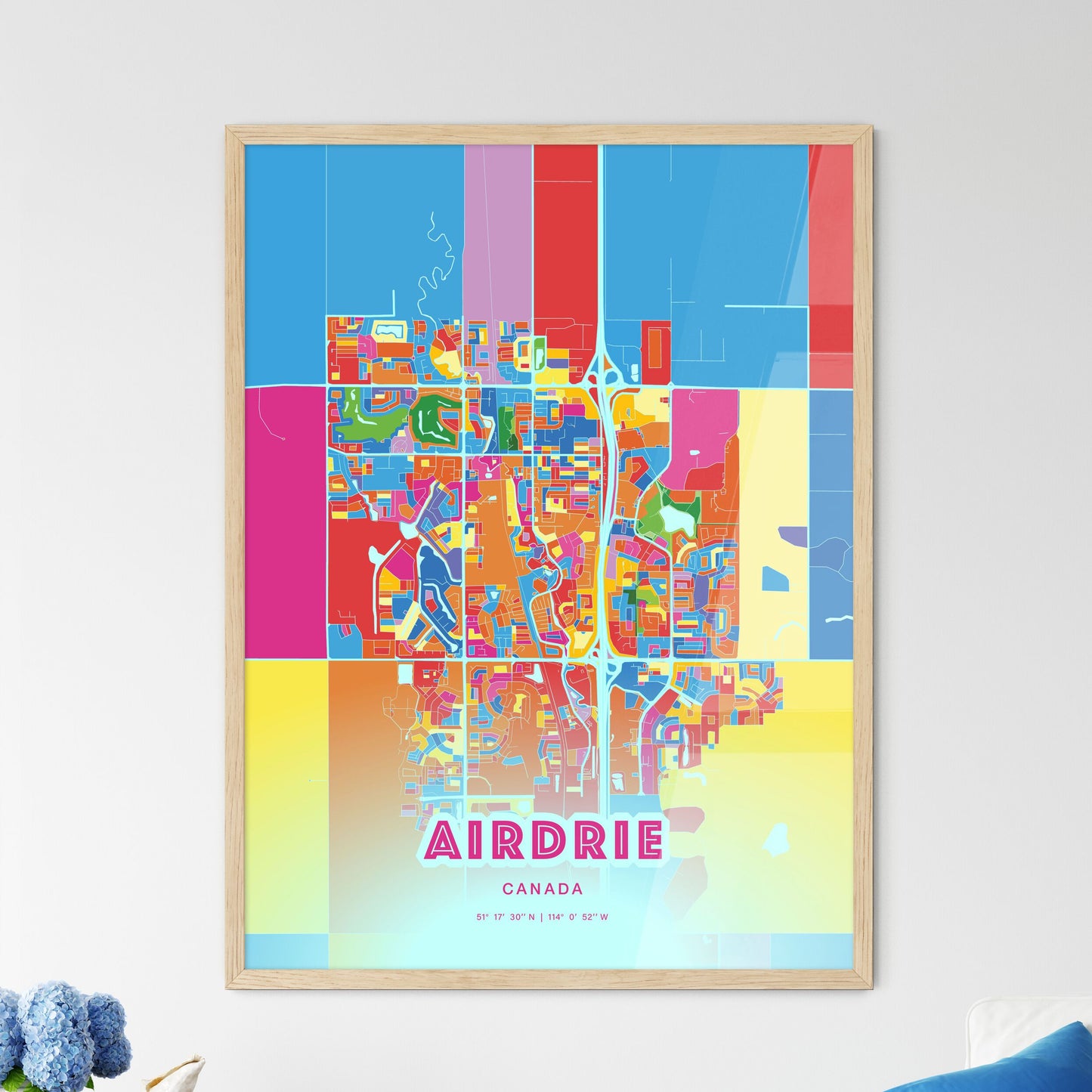 Colorful AIRDRIE CANADA Fine Art Map Crazy Colors