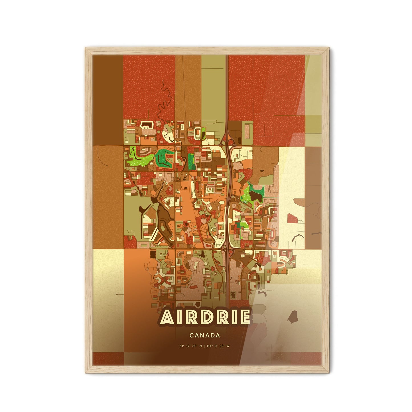 Colorful AIRDRIE CANADA Fine Art Map Farmhouse