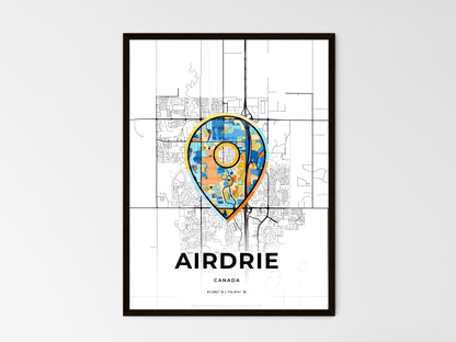AIRDRIE CANADA minimal art map with a colorful icon. Where it all began, Couple map gift. Style 1