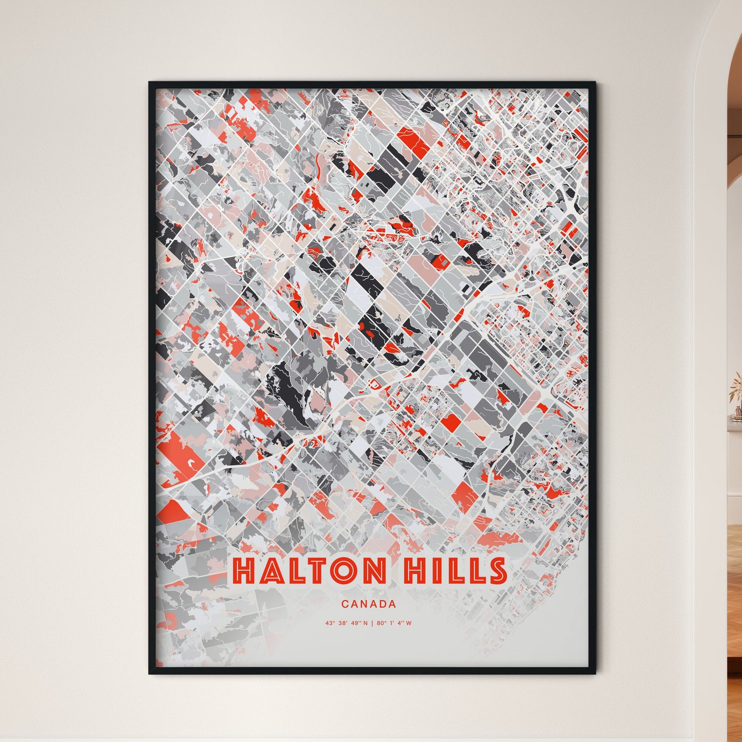 Colorful HALTON HILLS CANADA Fine Art Map Modern