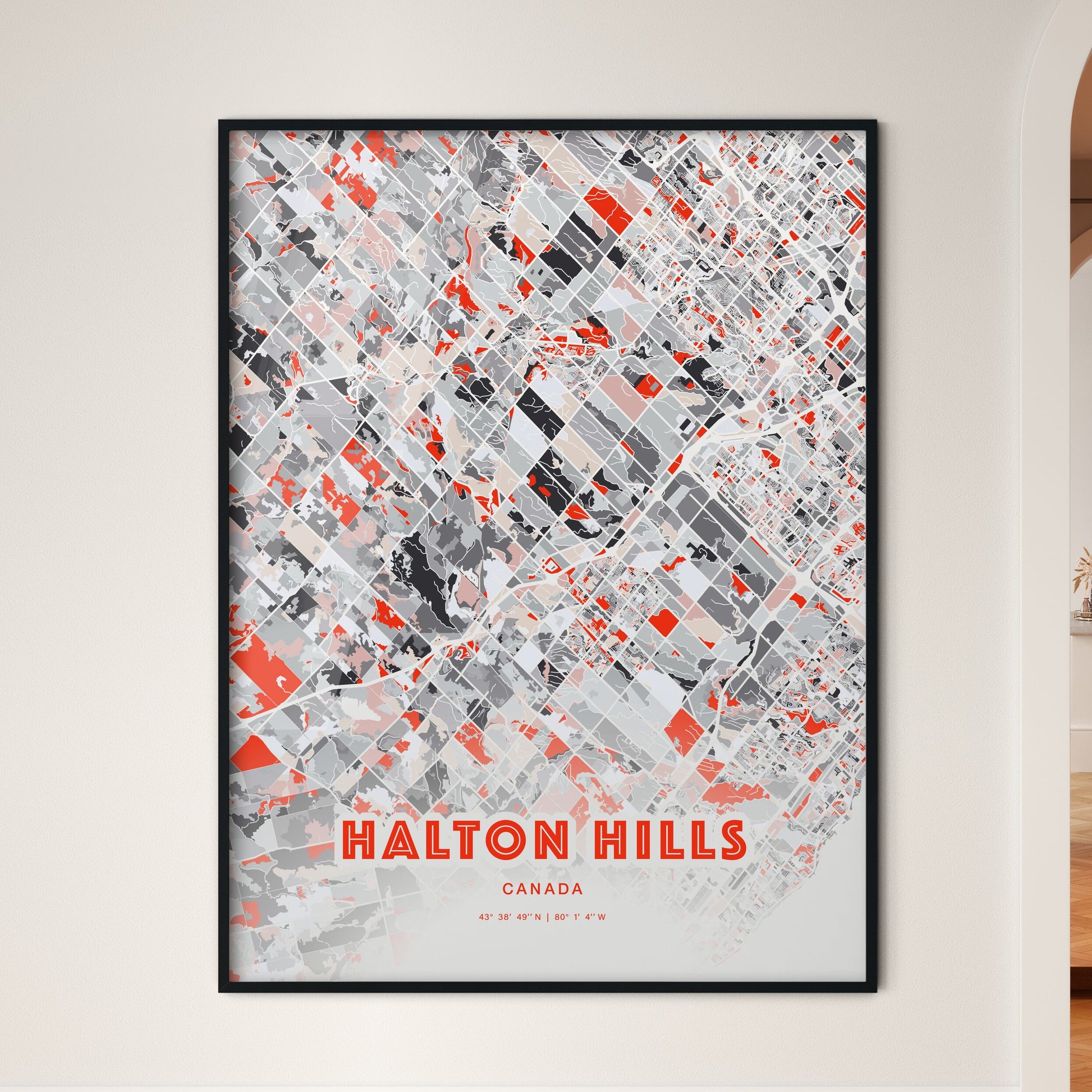 Colorful HALTON HILLS CANADA Fine Art Map Modern