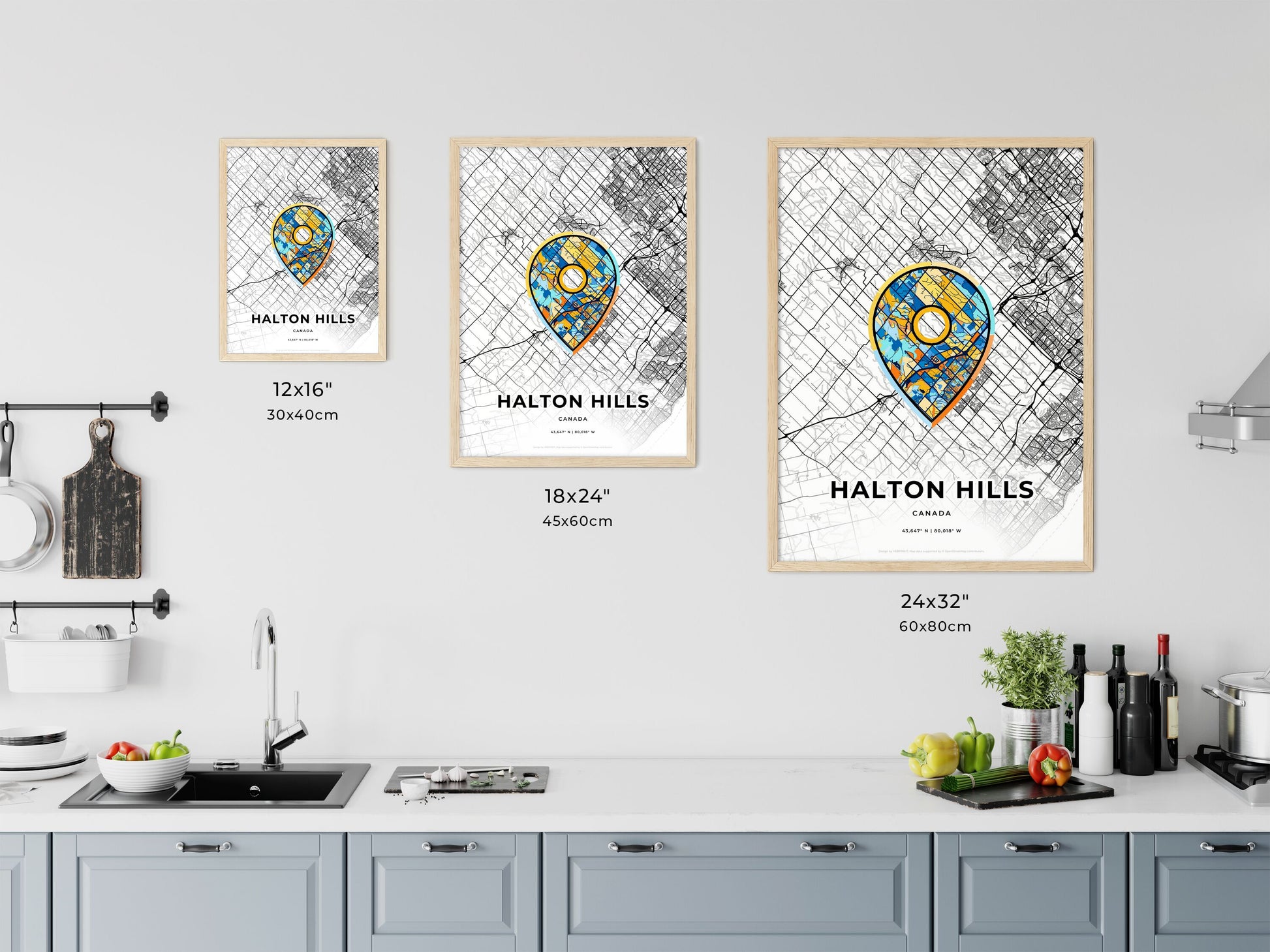 Halton Hills Canada art map size chart