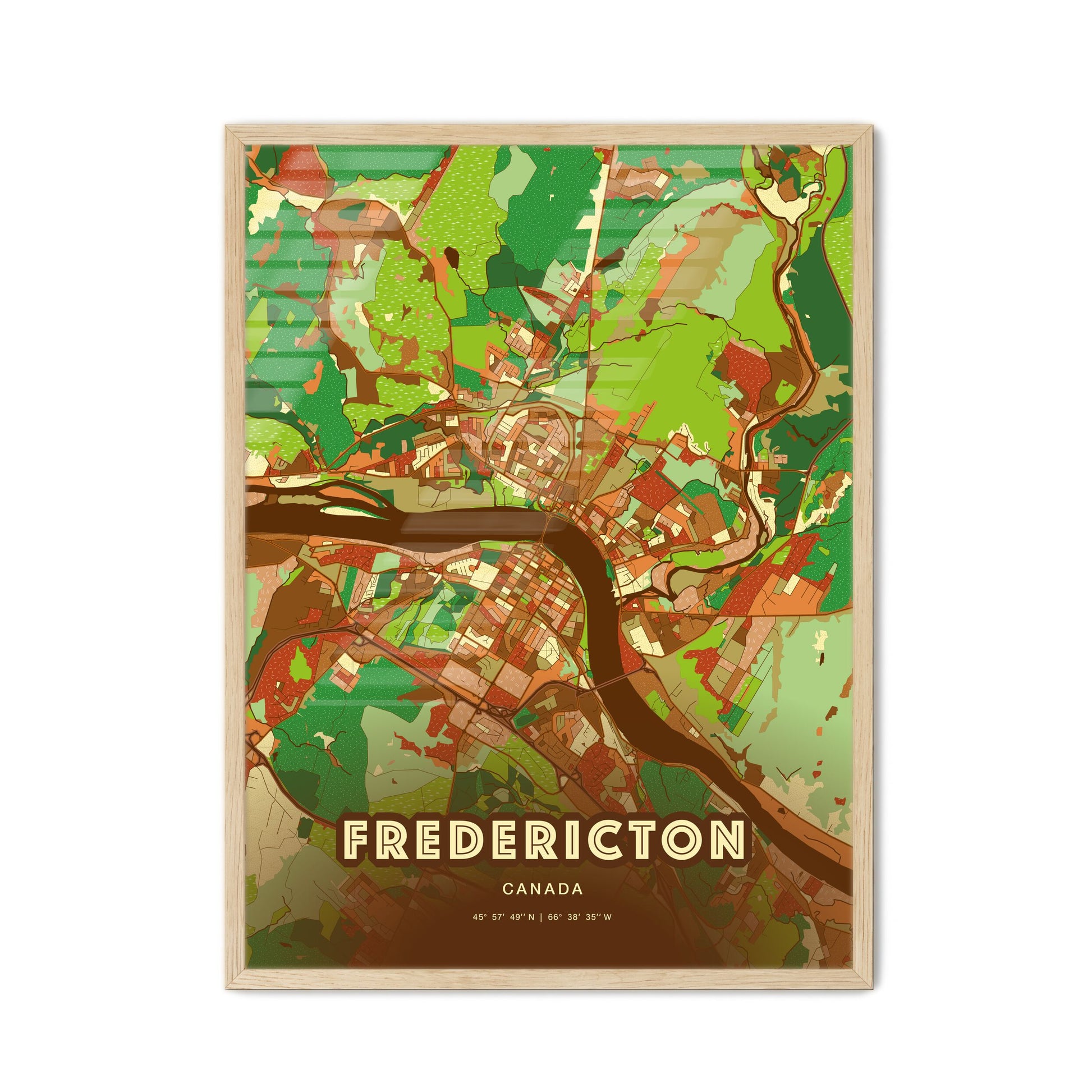 Colorful FREDERICTON CANADA Fine Art Map Farmhouse