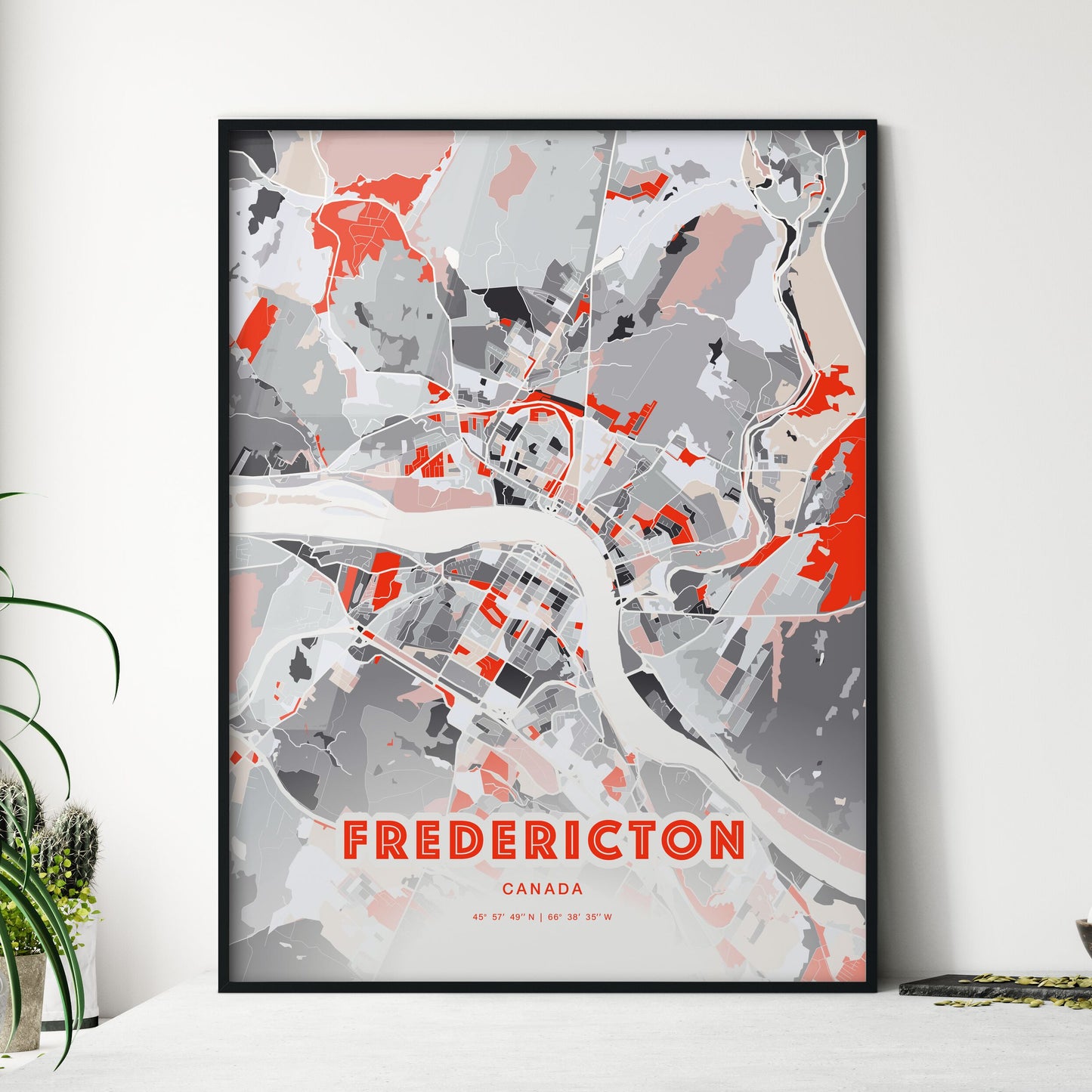 Colorful FREDERICTON CANADA Fine Art Map Modern