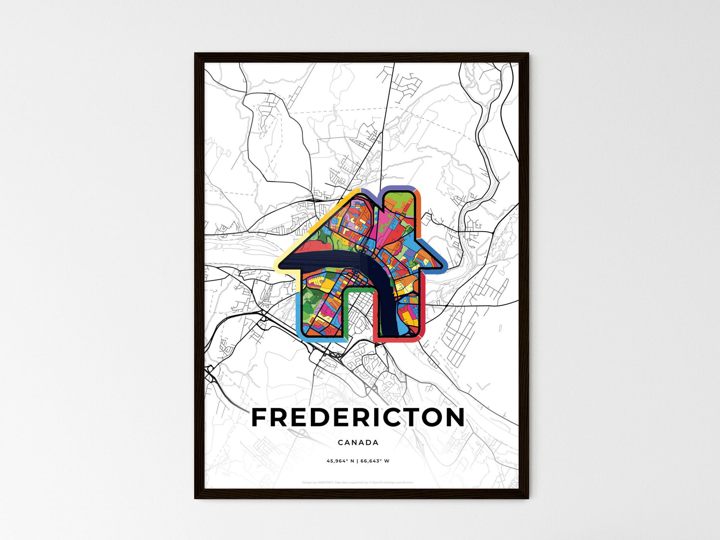 Fredericton Canada wedding art map with home icon