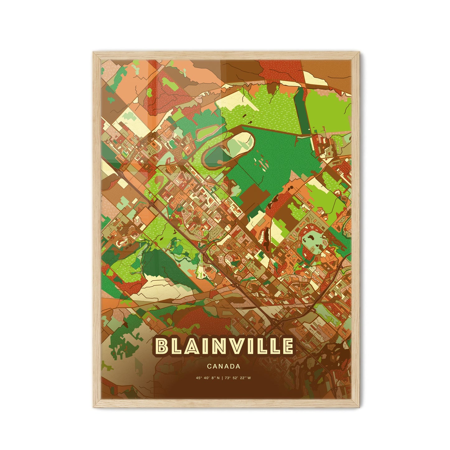 Colorful BLAINVILLE CANADA Fine Art Map Farmhouse