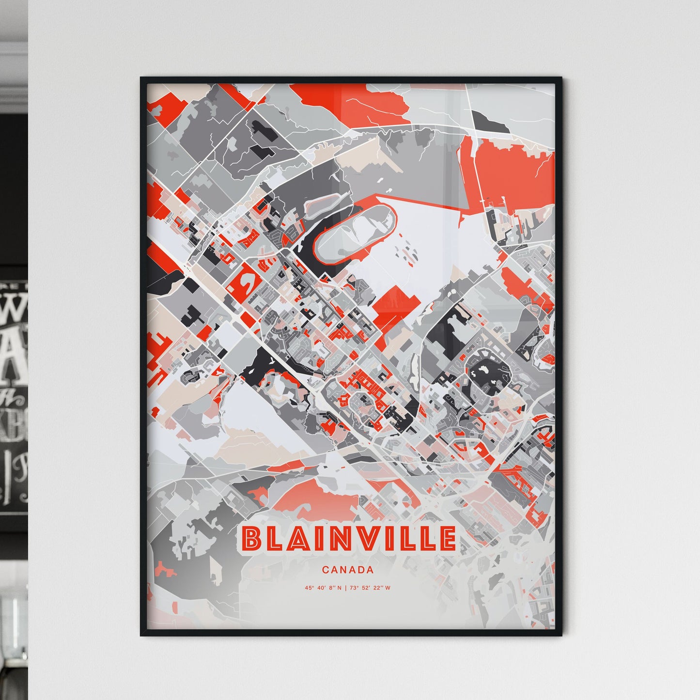 Colorful BLAINVILLE CANADA Fine Art Map Modern