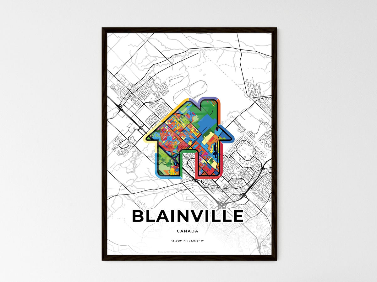 Blainville Canada wedding art map with home icon
