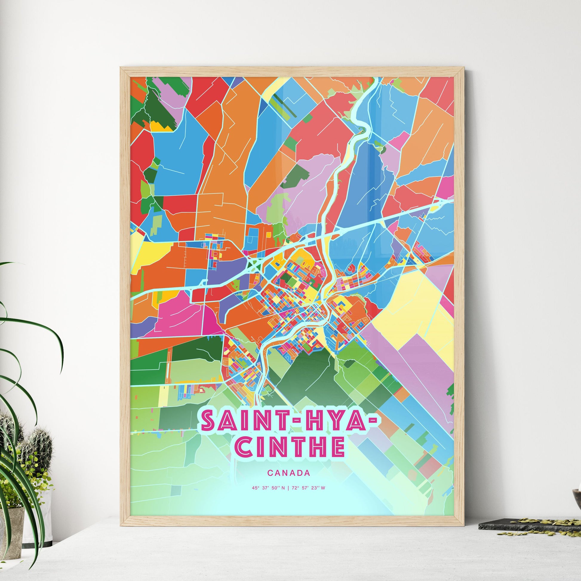 Colorful SAINT-HYACINTHE CANADA Fine Art Map Crazy Colors