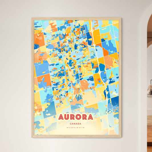 Colorful AURORA CANADA Fine Art Map Blue Orange